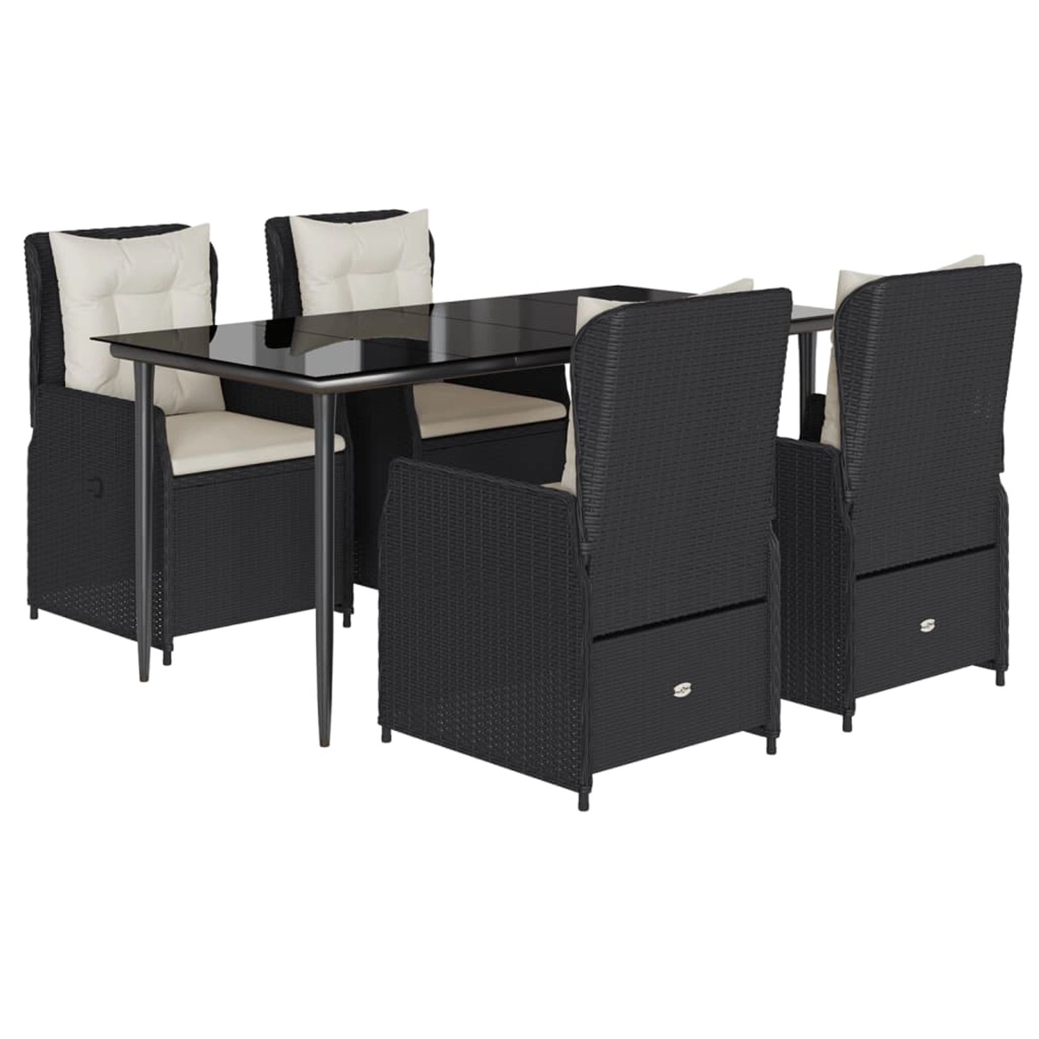 vidaXL 5-Tlg Garten-Essgruppe mit Kissen Schwarz Poly Rattan 3262829 günstig online kaufen