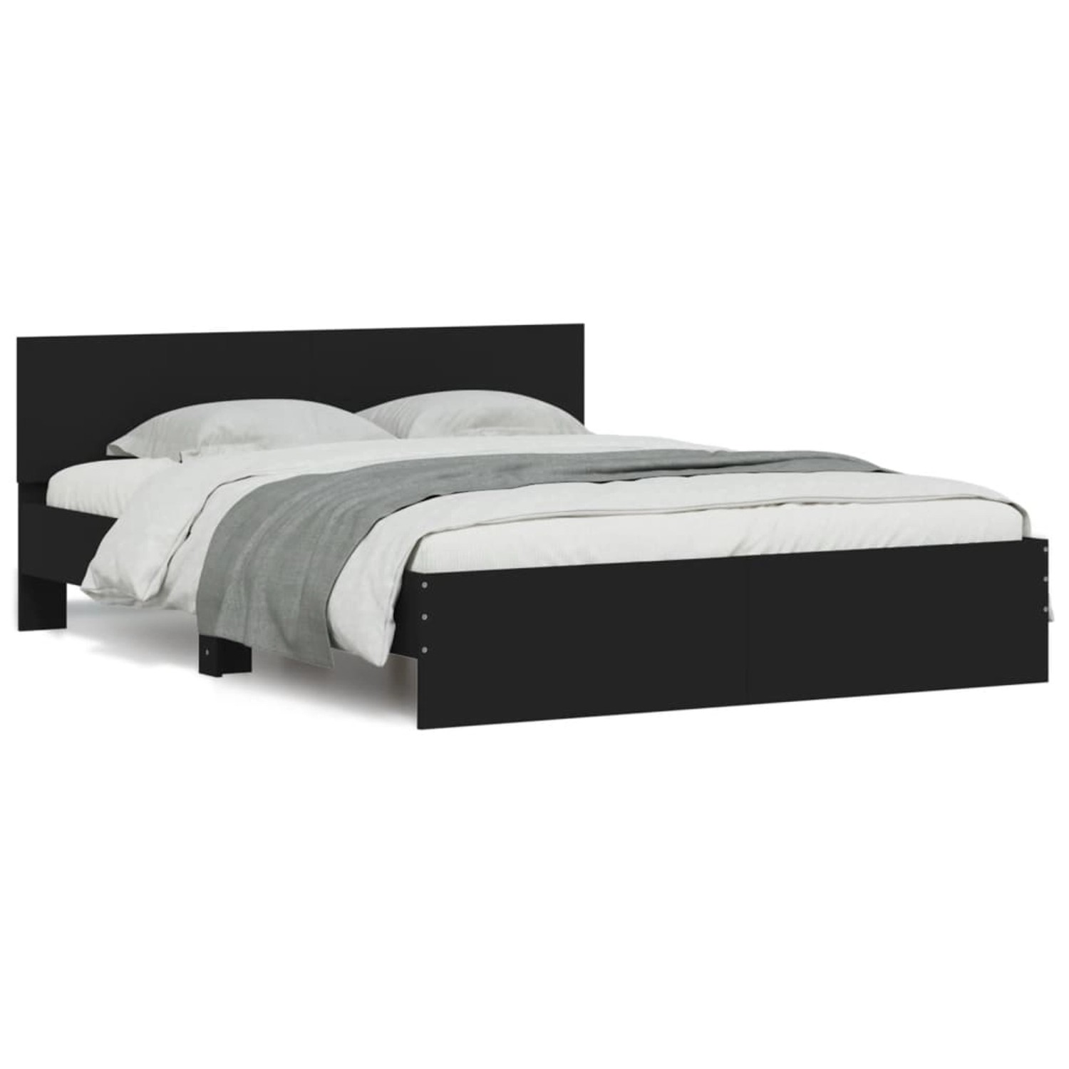 vidaXL Bettgestell, Bettrahmen mit Kopfteil Schwarz 140x190 cm günstig online kaufen