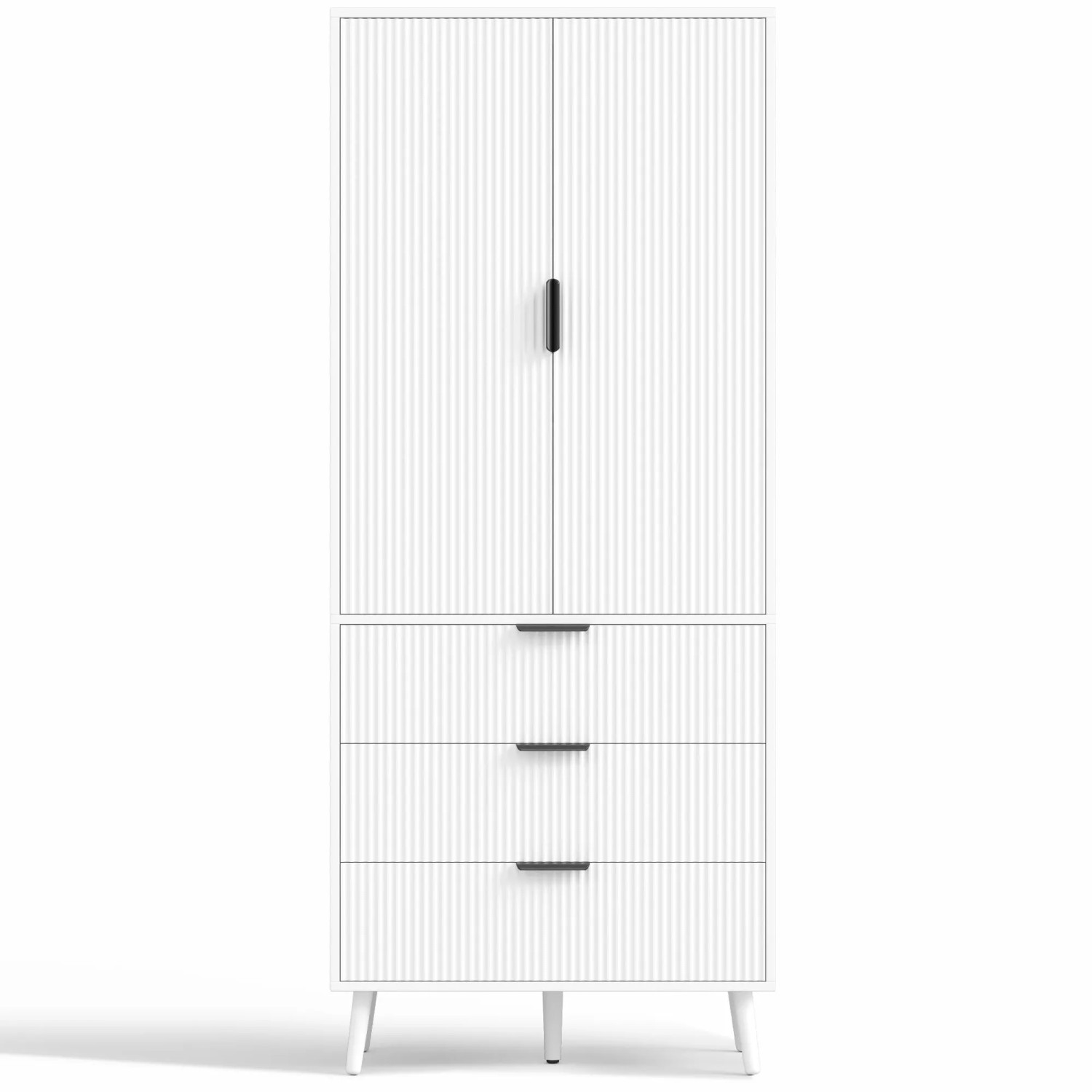 Merax Küchenschrank 75x35x180 cm 2 Türen 3 Schubladen Türablagen