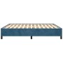 Dunkelblaues vidaXL Bettgestell (180x200 cm) aus Samt mit Holzlattenrost.
