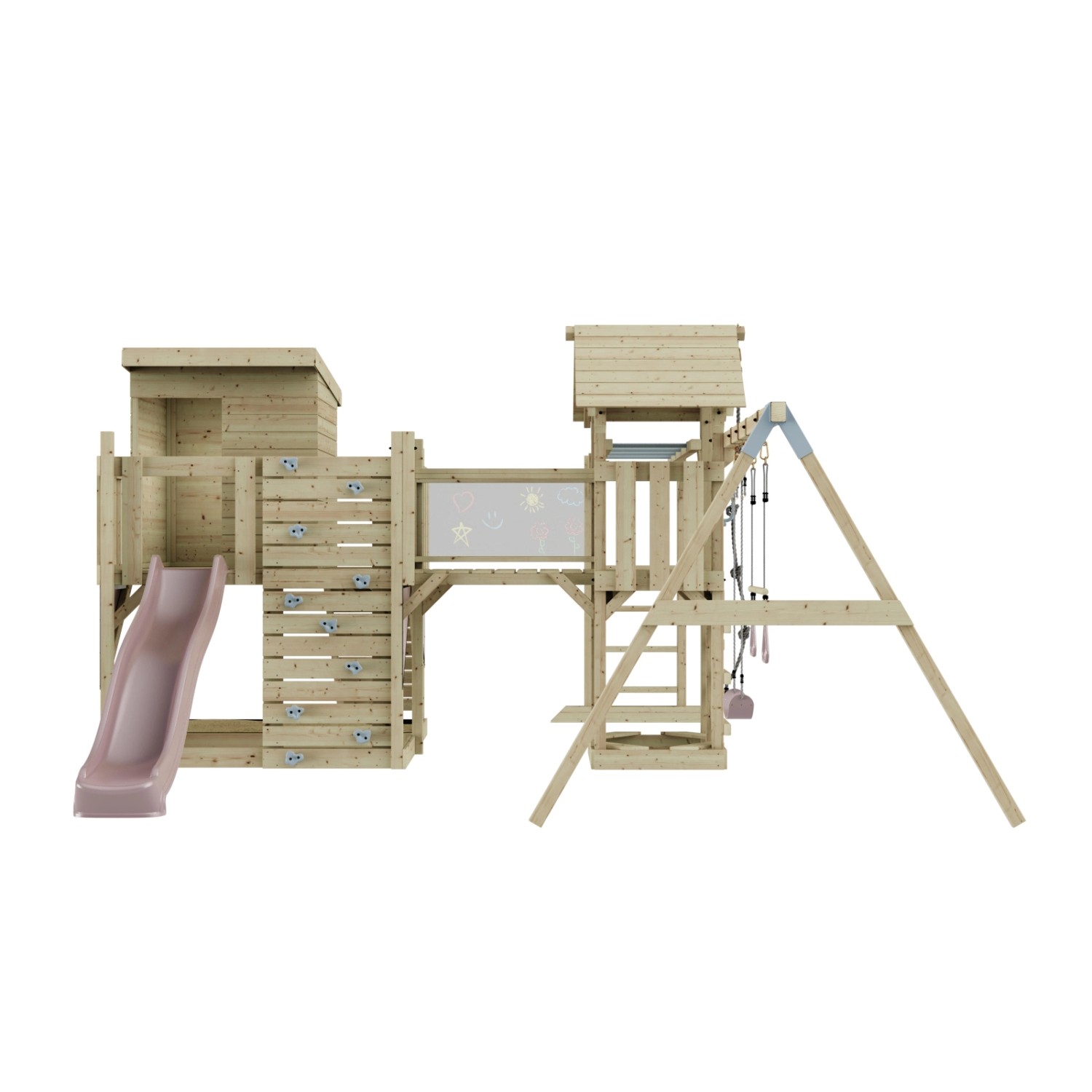 OutdoorToys Spielturm Malou mit Trapezschaukel Altrosa günstig online kaufen