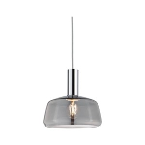 Paulmann Schirm Neila URail 2Easy Pendel. Rauchglas-Lampenschirm Ø 23 cm mit verspiegelter Oberfläche, Chrom-Element, Glühbirne.