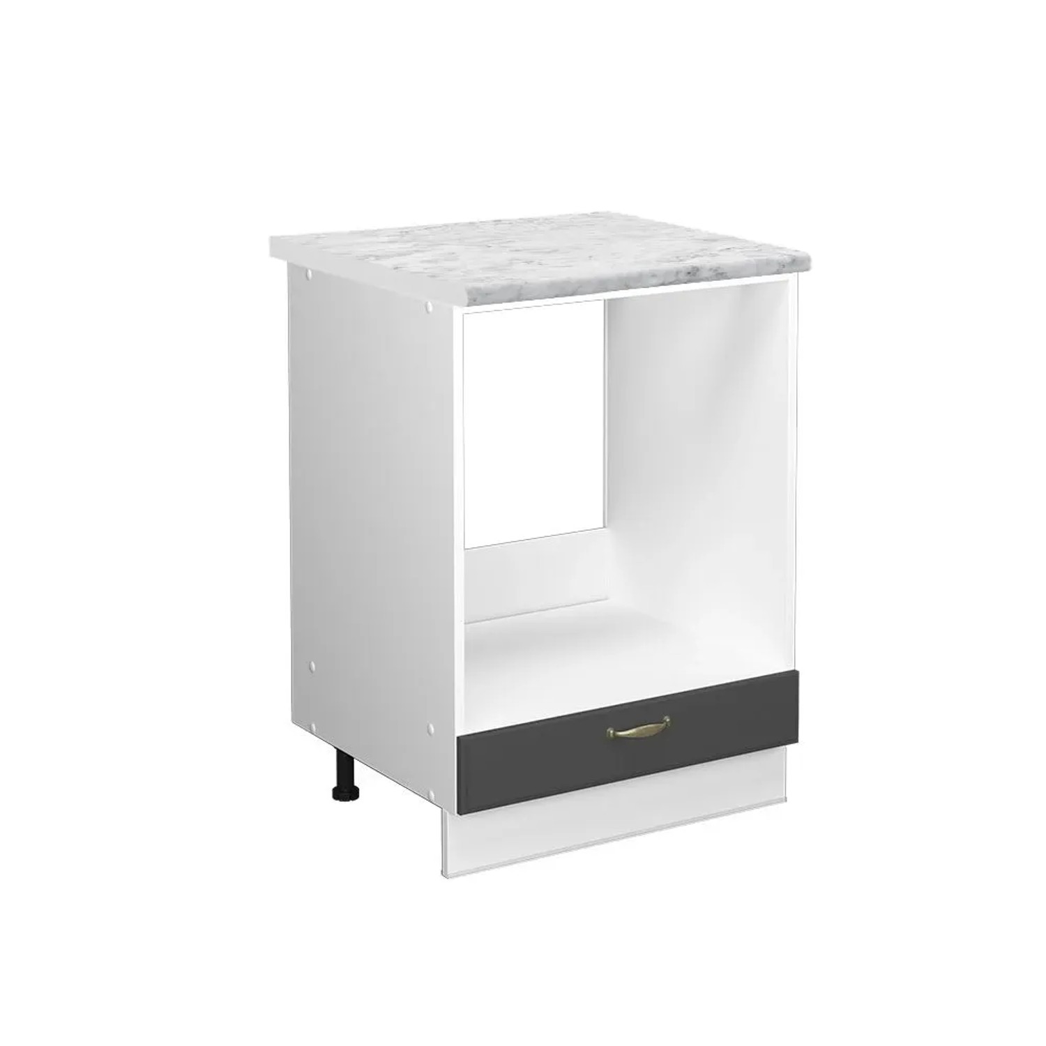 Vicco Herdumbauschrank Fame-Line Anthrazit-Gold Weiß 60 cm AP Marmor