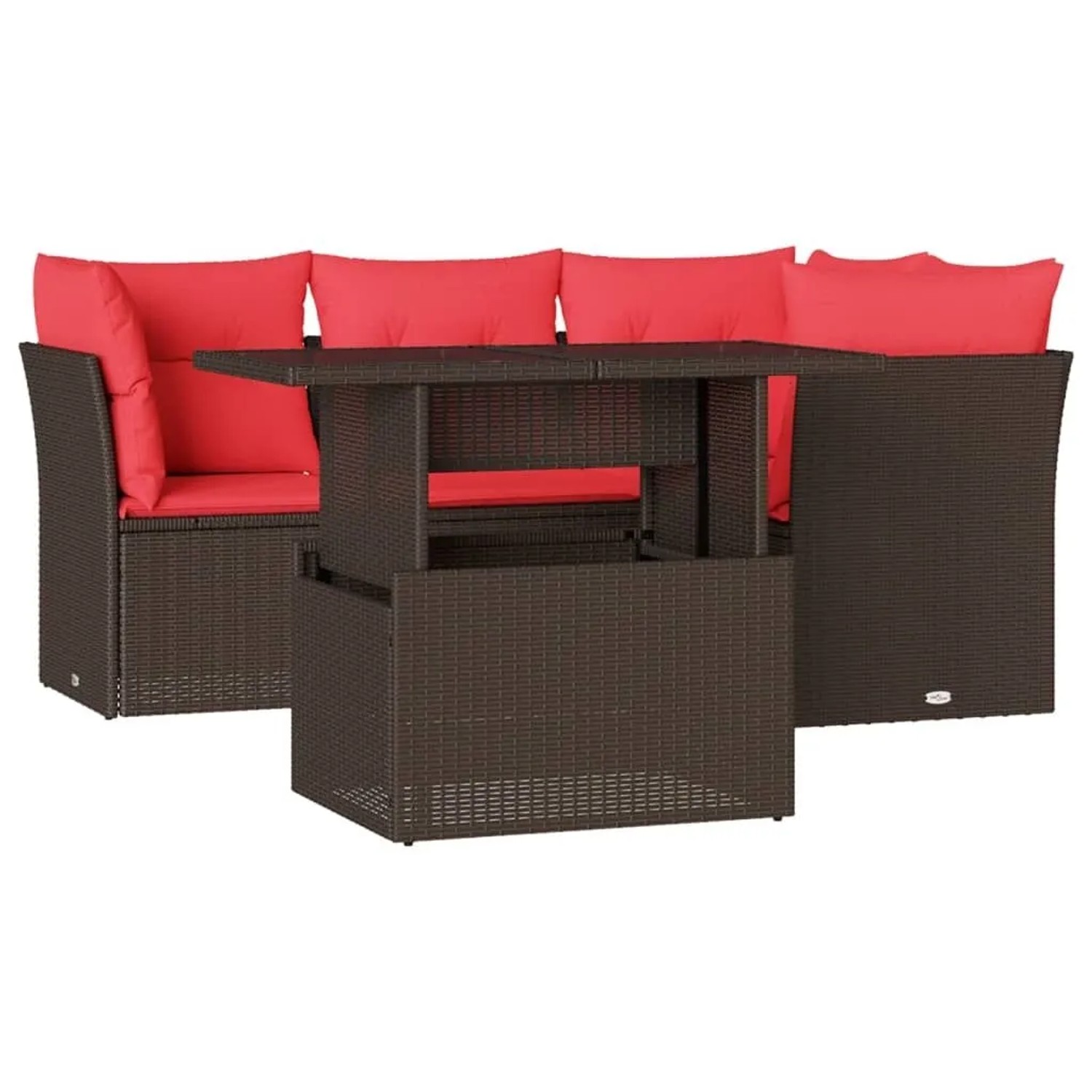 vidaXL 5-Tlg Gartensofa-Set mit Kissen Braun Polyrattan 3266564 günstig online kaufen
