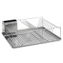 Relaxdays Abtropfgestell Metall Verchromt Silber mit Besteckkorb XL 12 cm x 48 cm x 33 cm 1,4 kg