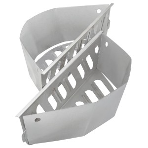 2-teiliger Jamestown Kohlekorb aus Edelstahl für indirektes Grillen.