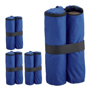 Relaxdays Pavillon Sandsäcke 4er Set Polyester Blau Wasserdicht Befüllbar 40 cm x 42 cm x 1,5 cm
