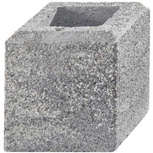 Gomera Gartenmauer Halbstein, grau-alpin, 20x20x20 cm. Mauerstein mit Natursteinkörnung und Hohlkammer.