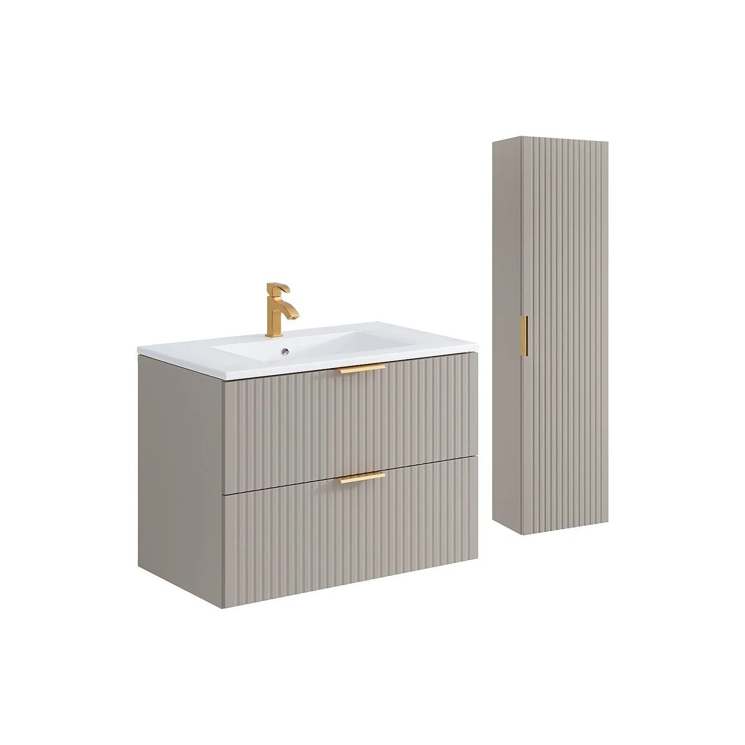 Vente-unique Badmöbel-Set Zevara Beige 80 cm
