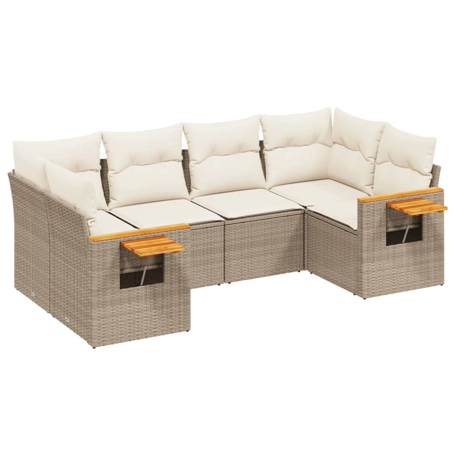 vidaXL 6-Tlg Garten-Sofagarnitur mit Kissen Beige Poly Rattan 3259503 günstig online kaufen