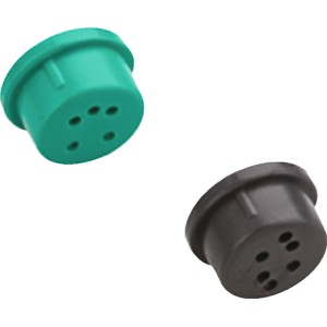 Hansgrohe Wassersparset für Croma Handbrause, bestehend aus grüner und graphitfarbener Drossel.