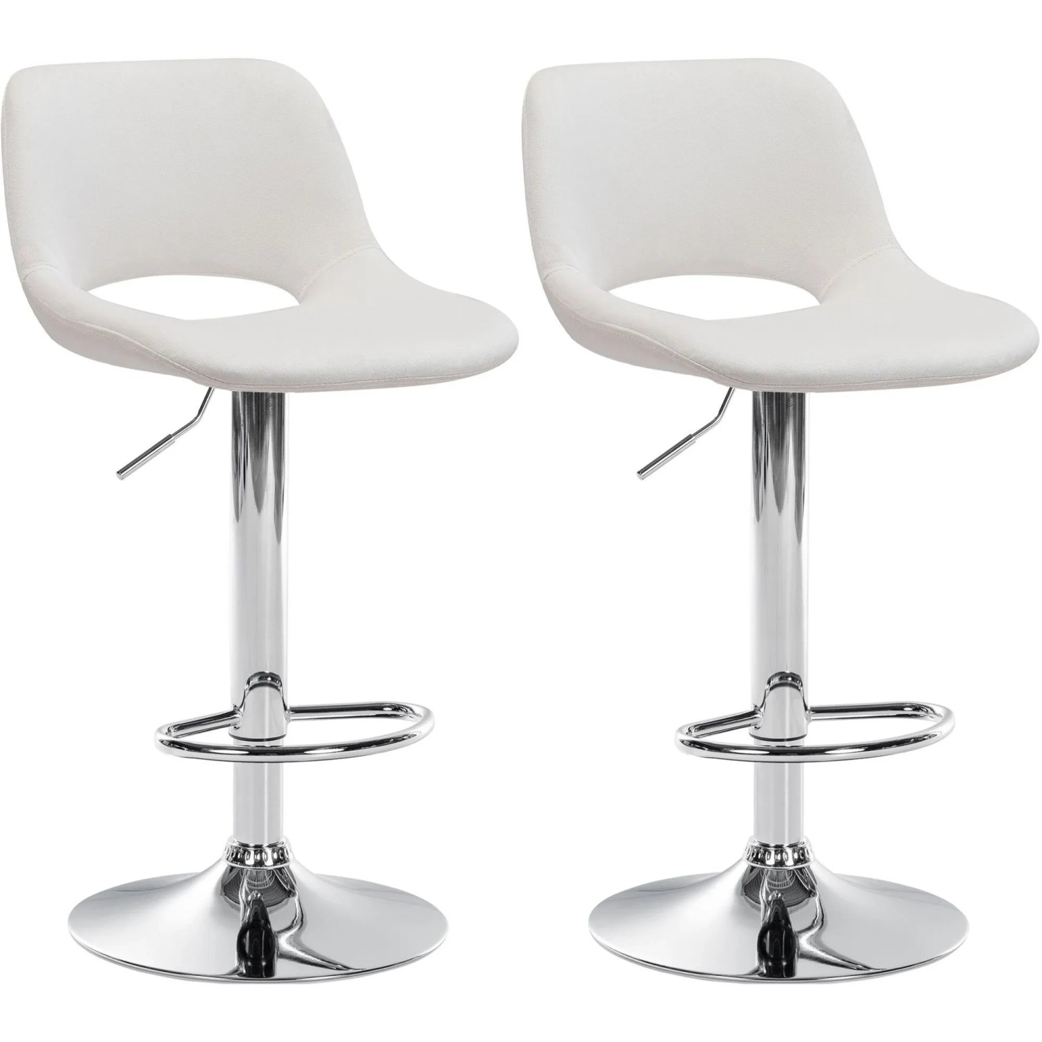 DELUKE Barhocker 2er Set JAKSON Creme Samt Chrom Barstuhl Mit Lehne Tresenhocker Tresenstuhl