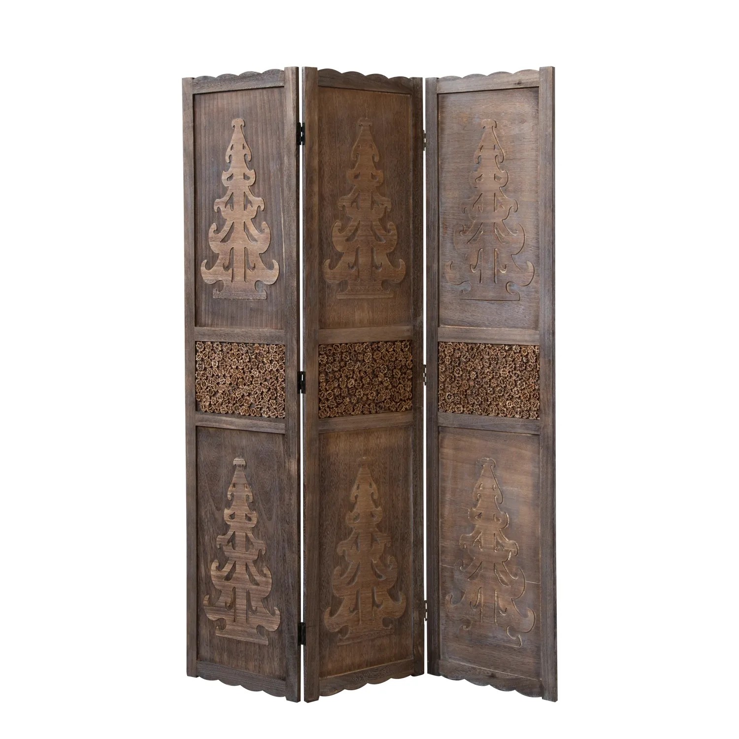 Homestyle4u 3-tlg. Paravent in Braun 120x170 cm 1890