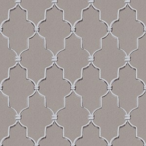 Graue Vliestapete mit orientalischem Ornamentmuster für Wohn- und Esszimmer.