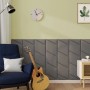 Wandkissen Rechteck, 15x60 cm, Dunkelgrau Struktur als Wandpaneel im Wohnraum.