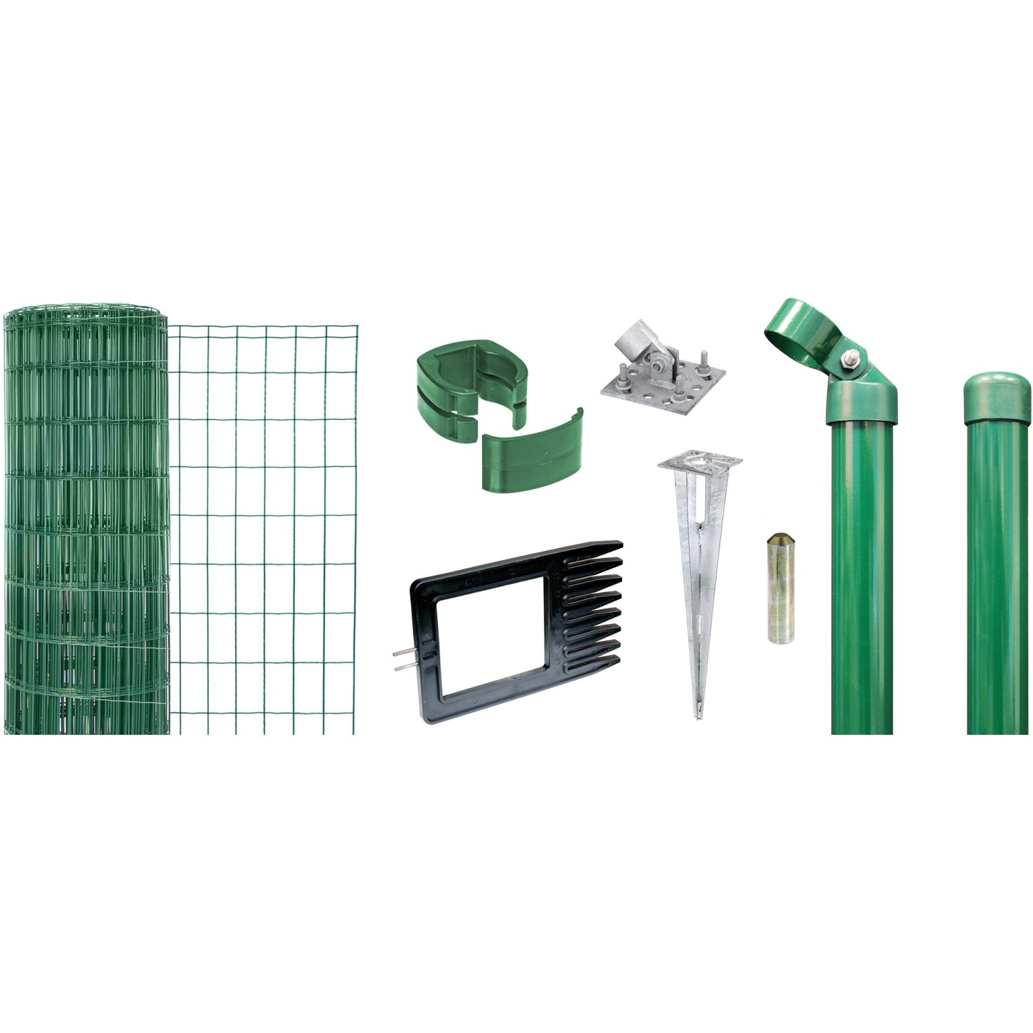 Metallzaun-Set Alberts Fix-Clip Pro 153 cm H. 25m L. Grün für Einschlagbodenh.