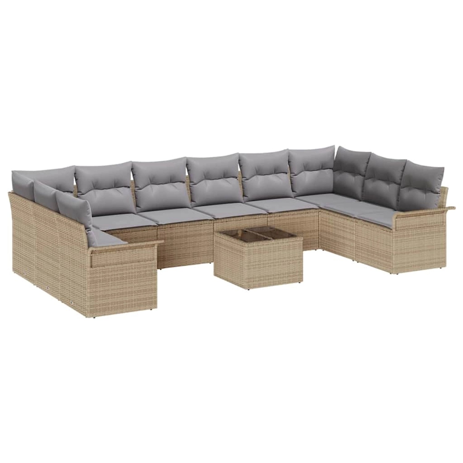 vidaXL Garten-Sofa-Set mit Kissen 11-Tlg Beige Poly Rattan 3345550 günstig online kaufen