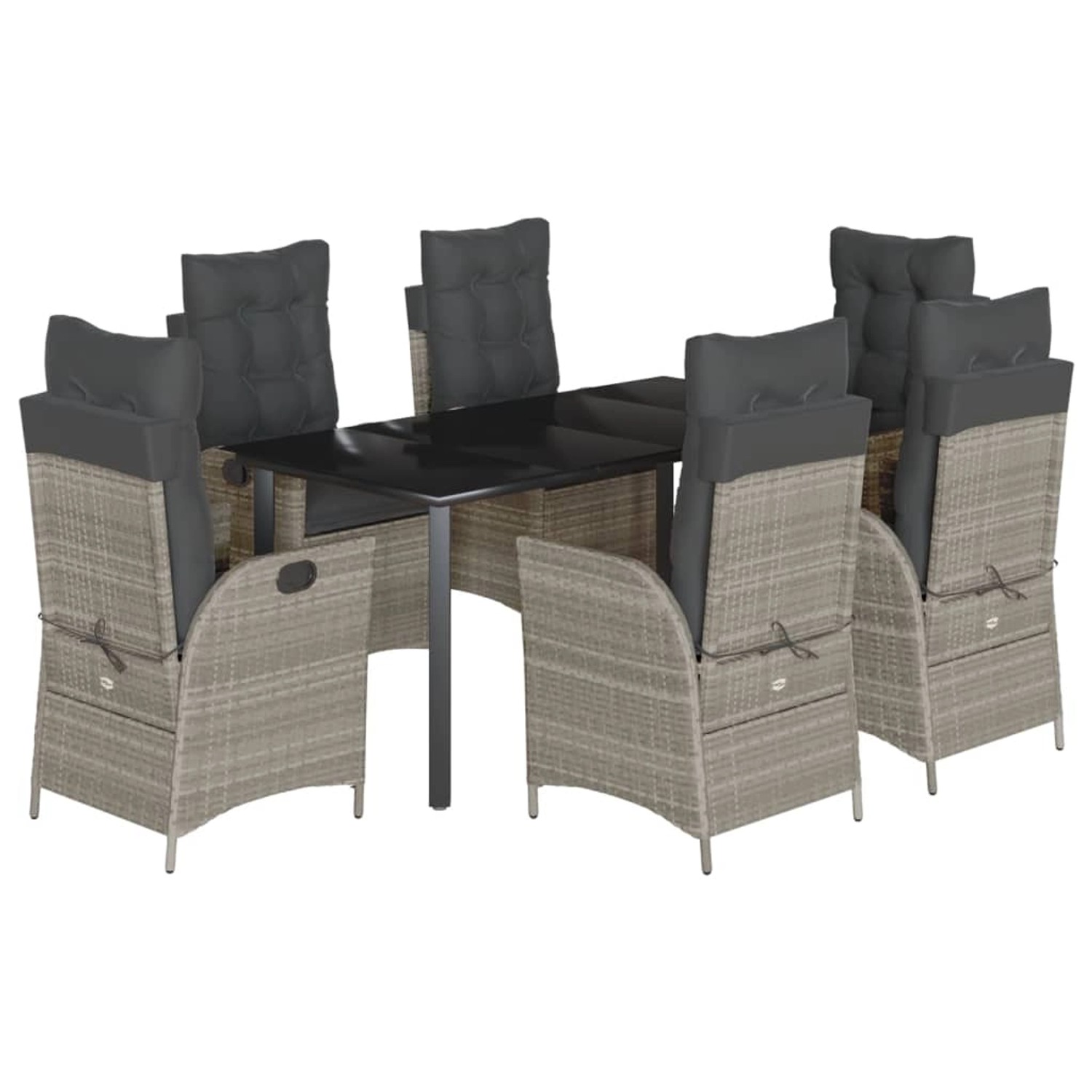 vidaXL 7-Tlg Garten-Essgruppe mit Kissen Hellgrau Poly Rattan 3213290 günstig online kaufen