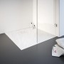 Quadratische, weiße Schulte Duschwanne ExpressPlus 90x90 cm aus Mineralguss mit Ablaufabdeckung.