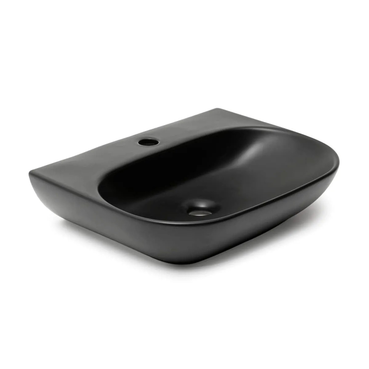 Swiss Aqua Technologies Waschbecken Waschtisch Hängendes Keramik 50x38,5CM mit Hahnloch Schwarz Matt
