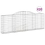 Set aus 20 vidaXL Gabionen mit Hochbogen, 300x30x100/120cm, aus verzinktem Eisen.