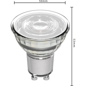 Klarer GU10 LED-Spot MR16, 2,5W, 5x5,3cm. Ideal für Wohnräume und Akzentbeleuchtung.