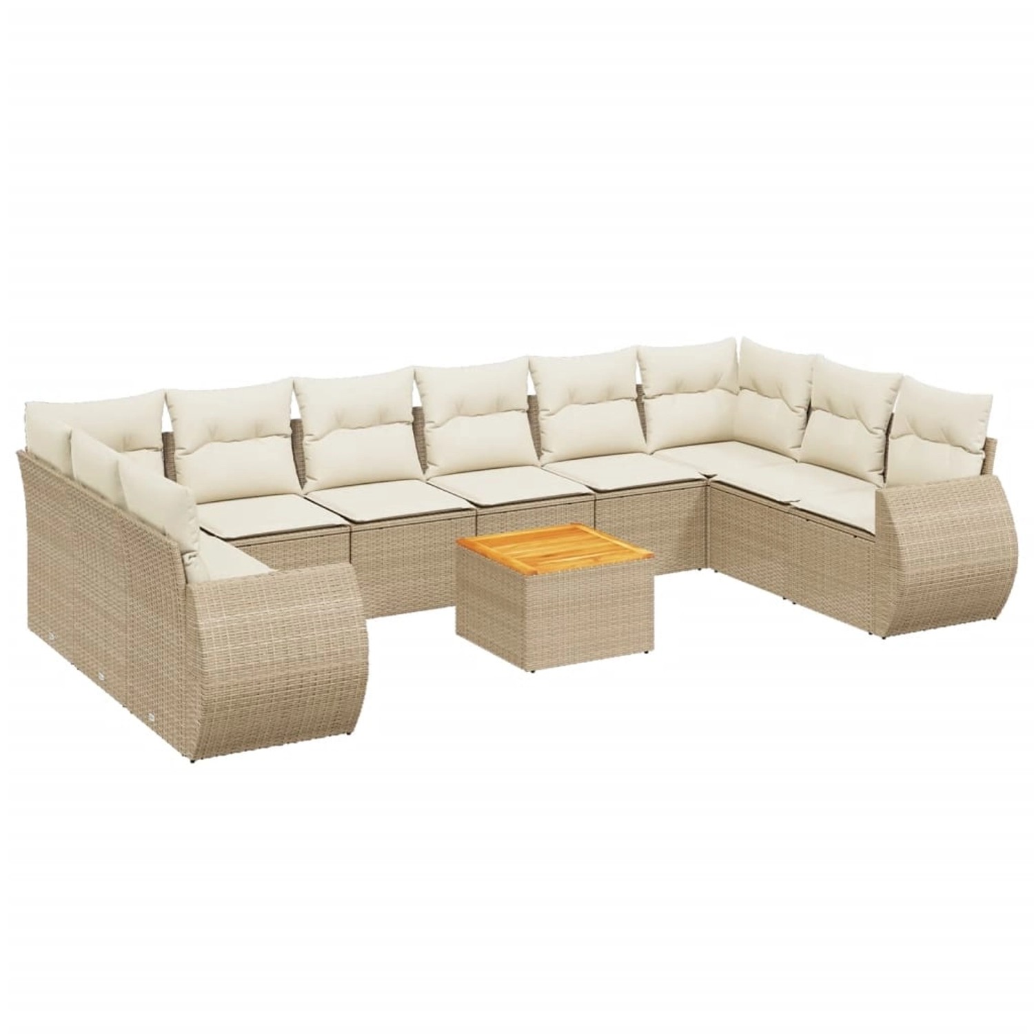 vidaXL 11-Tlg Garten-Sofagarnitur mit Kissen Beige Poly Rattan 3225176 günstig online kaufen