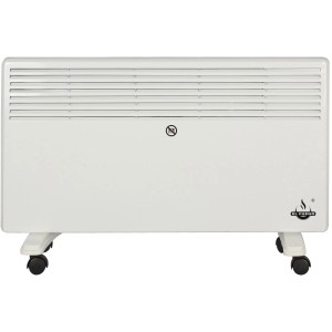 Weißer, mobiler El Fuego Heizkonvektor mit Rollen, 2000 W Leistung.