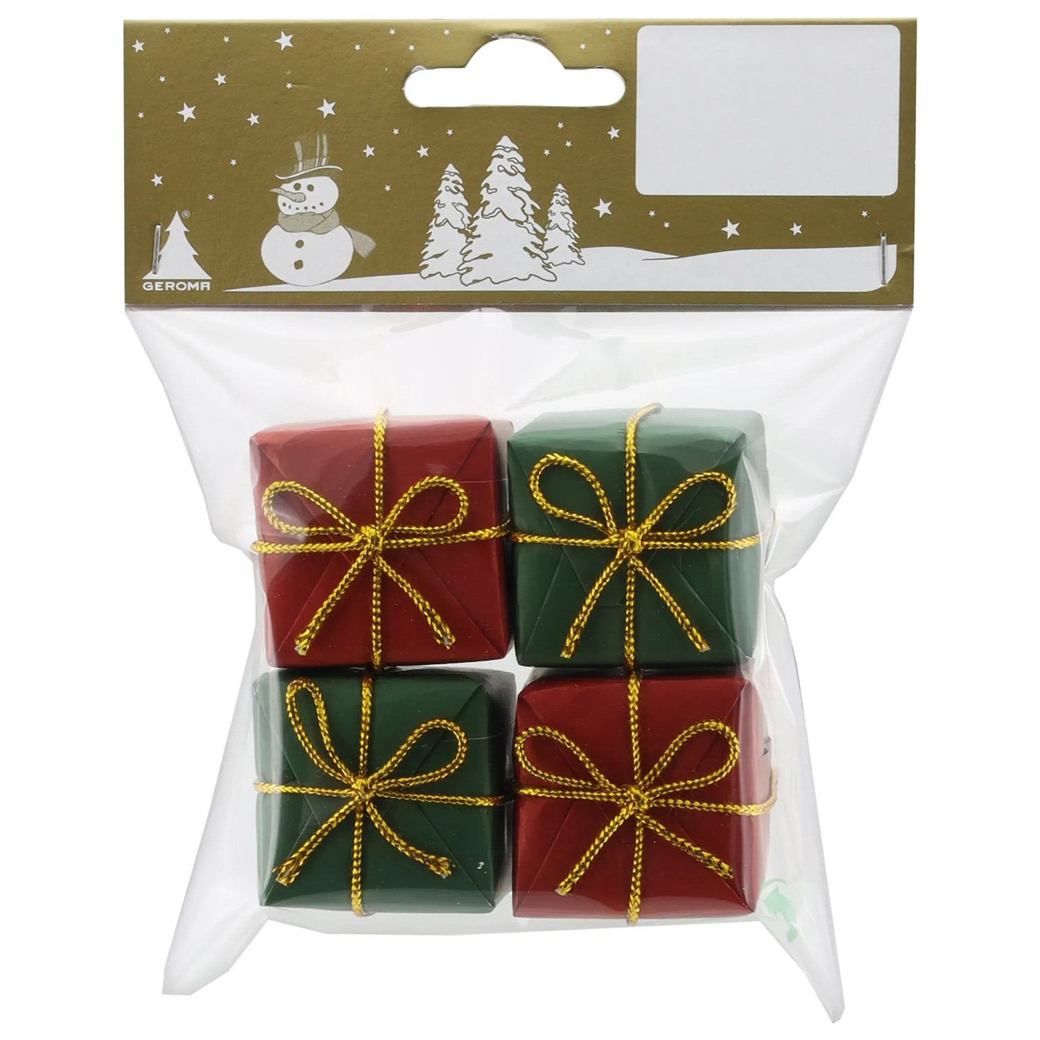 Weihnachts-Deko Päckchen aus Papier und Styropor 3,2 x 3,2 cm Grün-Rot 4 Stück
