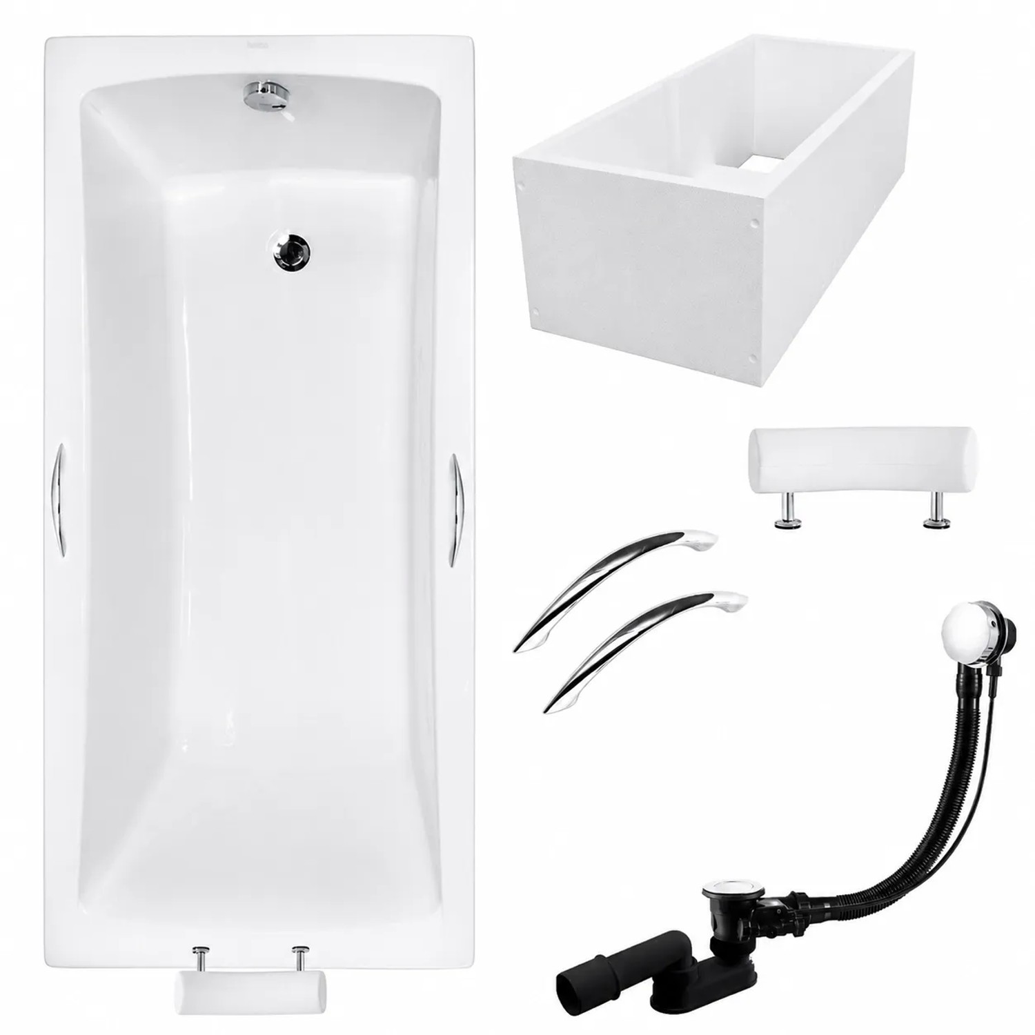 KOLMAN Badewanne Rechteck 170 x 70 Cm Mit Wannenträger Inkl. Ablauf Und Füße