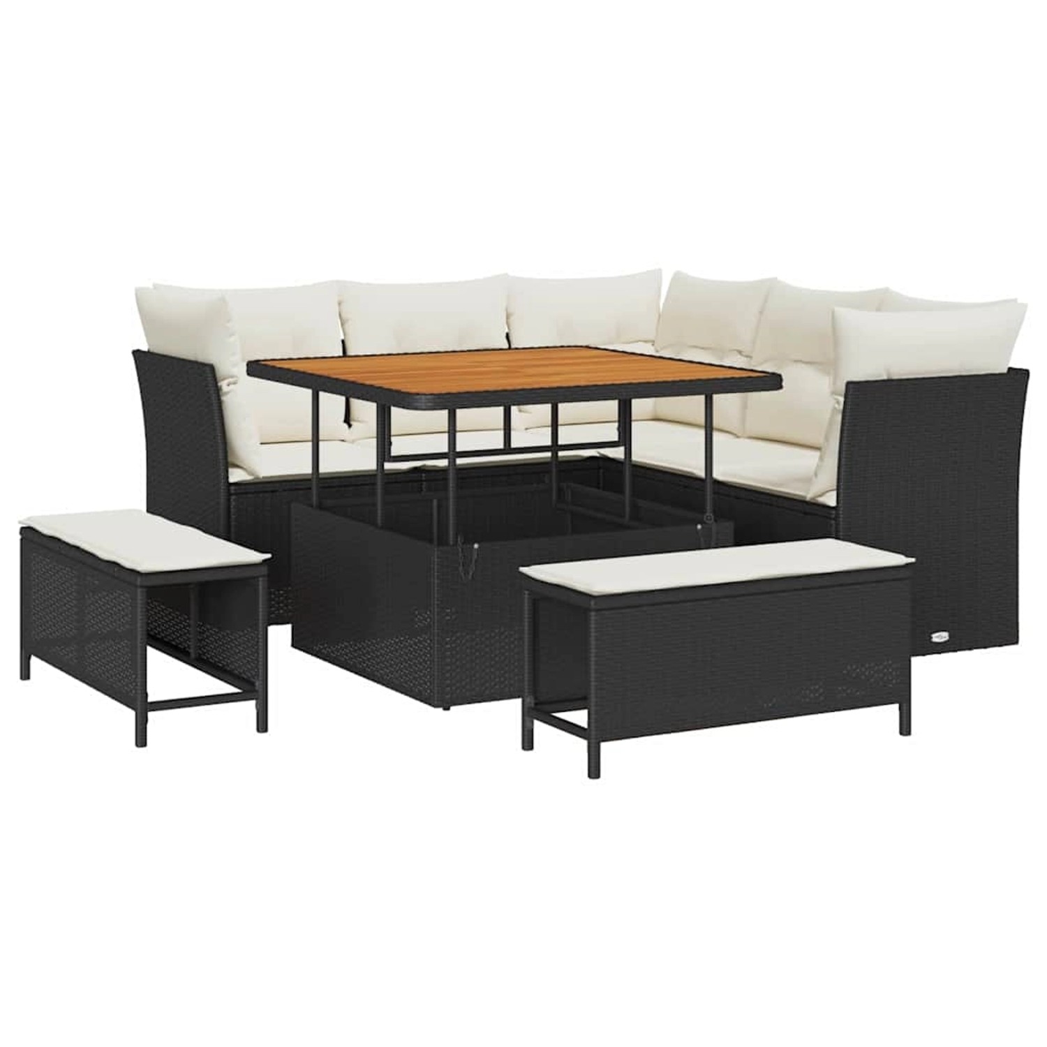 vidaXL 8-Teiliges Gartensofa-Set mit Kissen in Schwarz aus Poly Rattan und günstig online kaufen