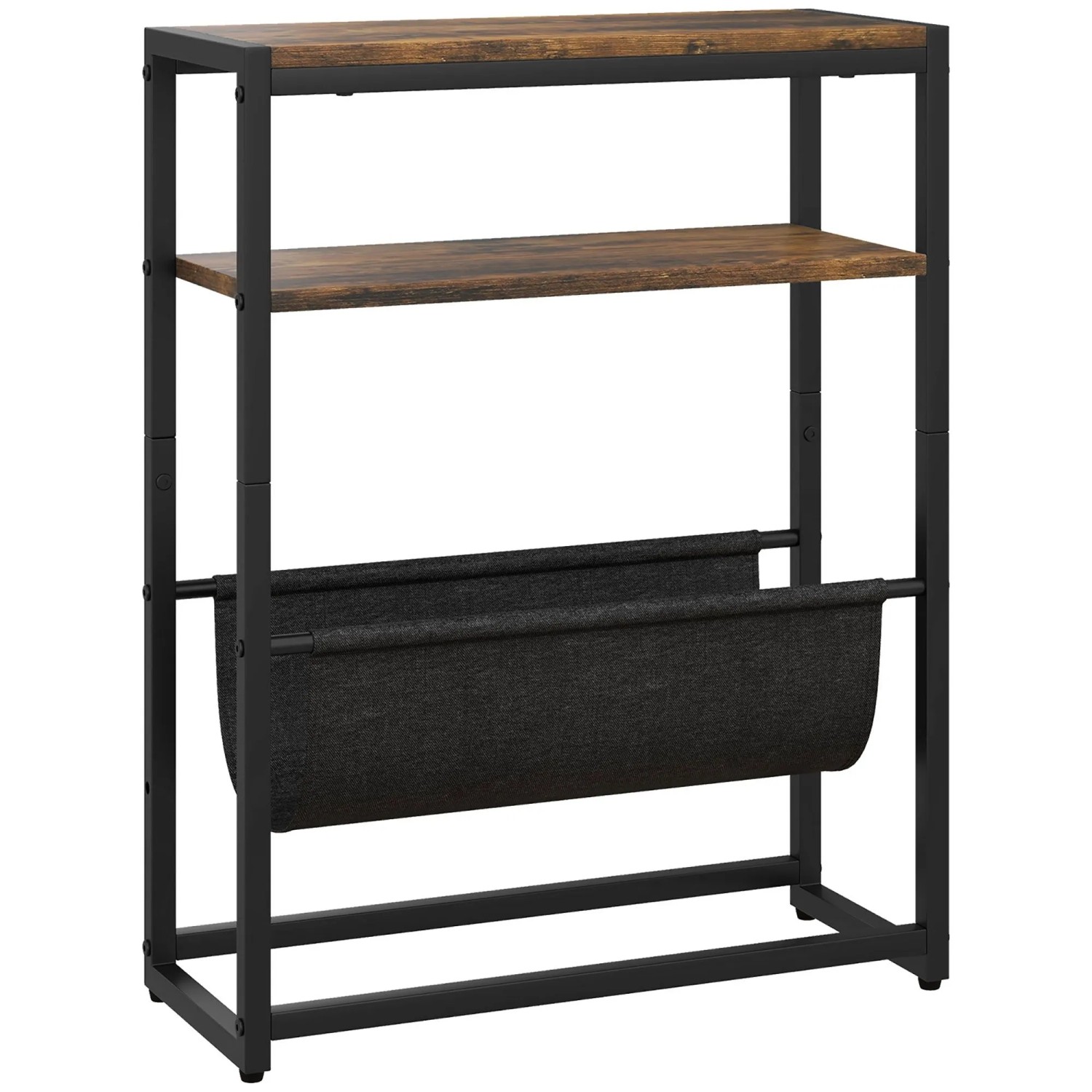 HOMCOM Side Table Holzwerkstoff Stahl 43L x 18B x 56H cm Rustikal-Braun