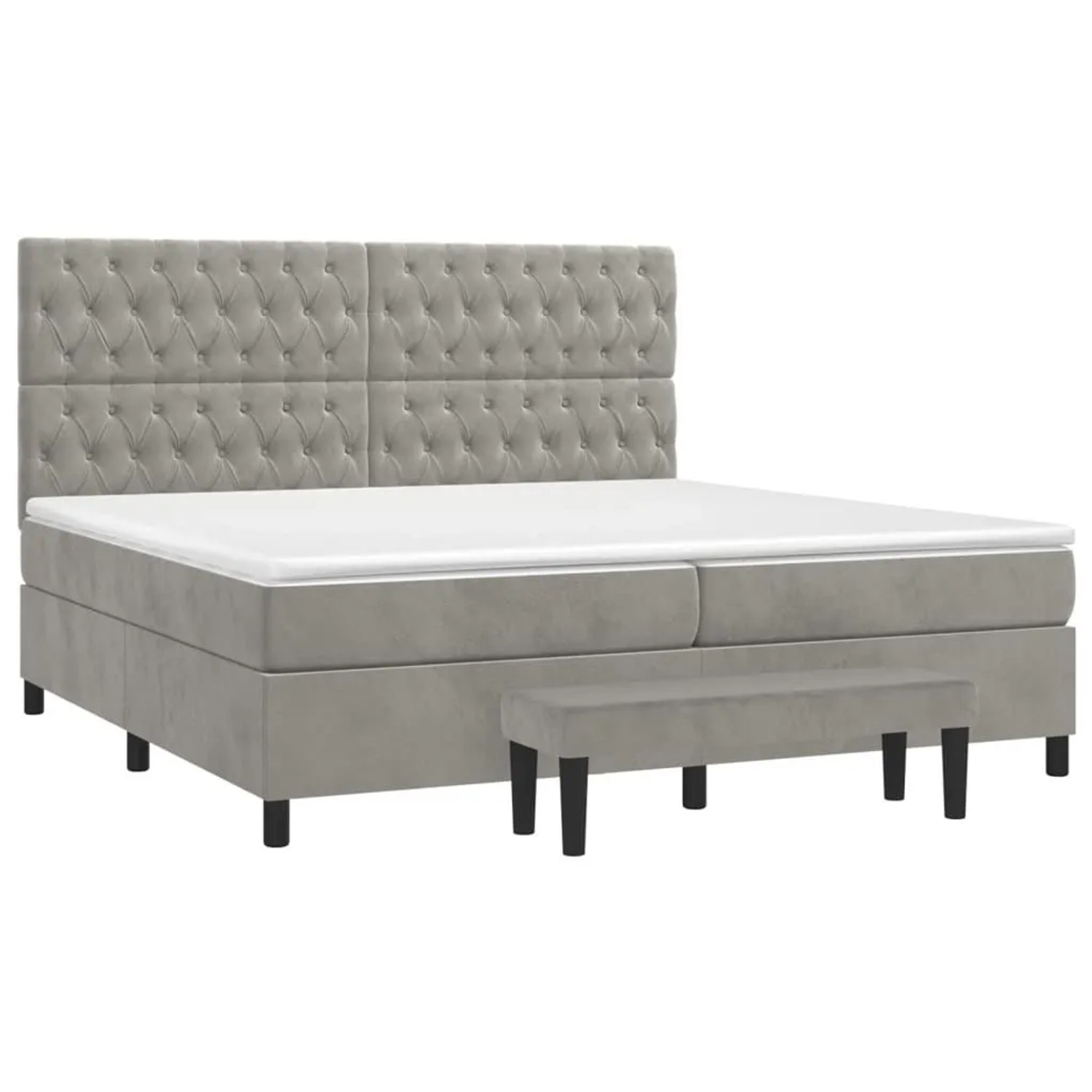 vidaXL Boxspringbett mit Matratze Hellgrau 200x200 cm Samt 3138043 günstig online kaufen