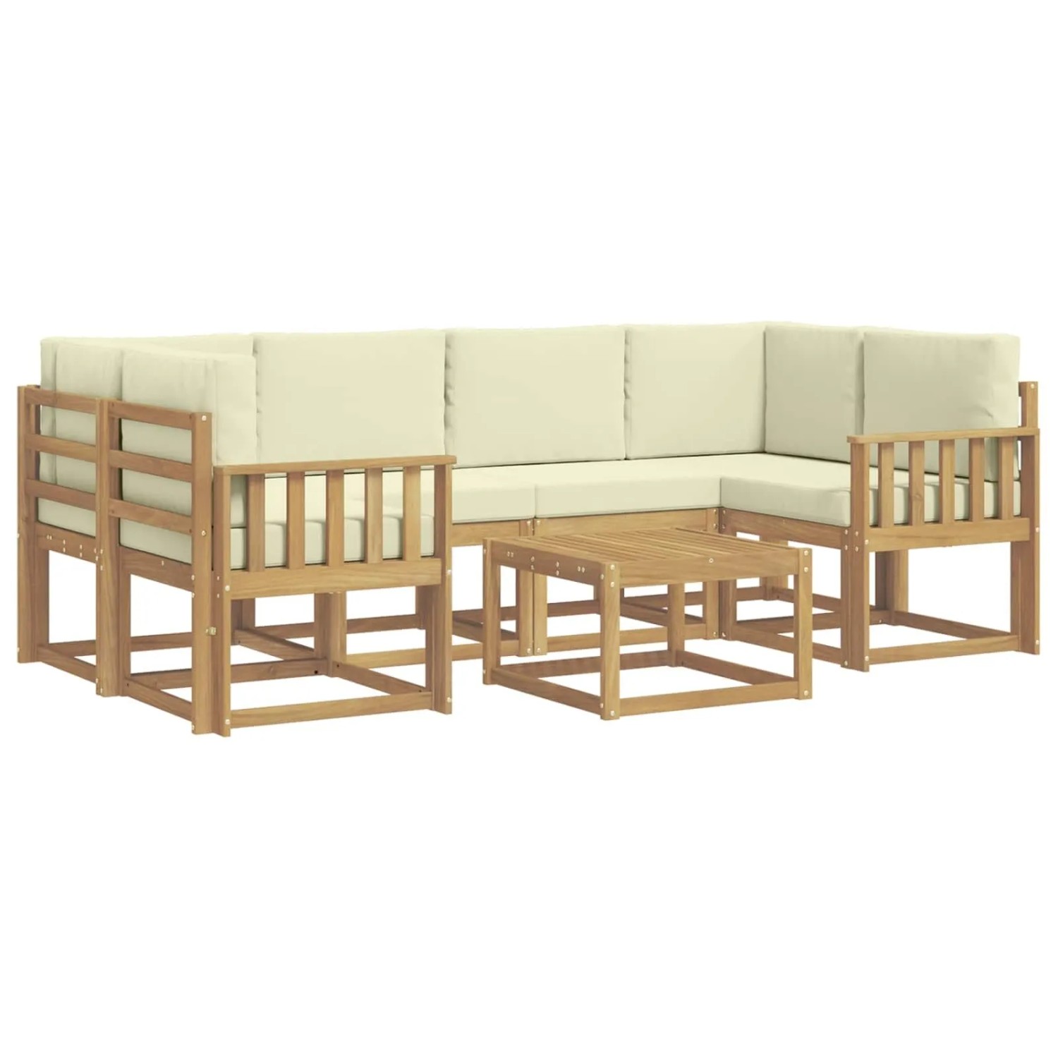 vidaXL Outdoor-Sofagarnitur mit Kissen 7-Tlg Weiß und Creme 3387309