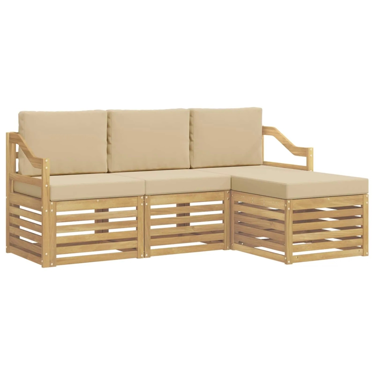 vidaXL Outdoor-Sofagarnitur mit Kissen 4-Tlg Weiß und Beige Polyester 3391653