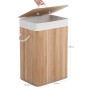 Songmics Wäschetonne Holzfarbe, 72L, mit Deckel und herausnehmbarem Wäschesack.