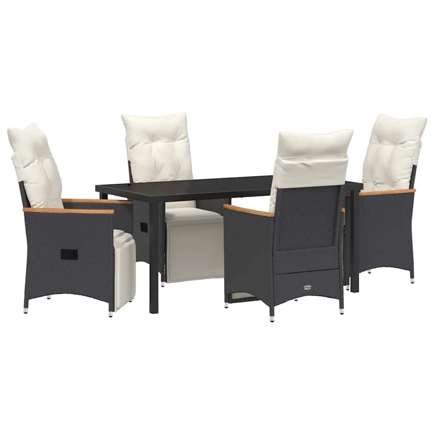 vidaXL Garten Essgruppe mit Kissen 5-Tlg Schwarz Poly Rattan 3379614 günstig online kaufen