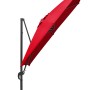 Roter Schneider Ampelschirm (340x270 cm) mit Dreh- und Neigefunktion, auf Schirmständer montiert.