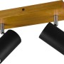 Trio Strahler Marley, 2-flammig, schwarz matt, mit Holzsockel. Deckenspot für Wohn- und Schlafzimmer.