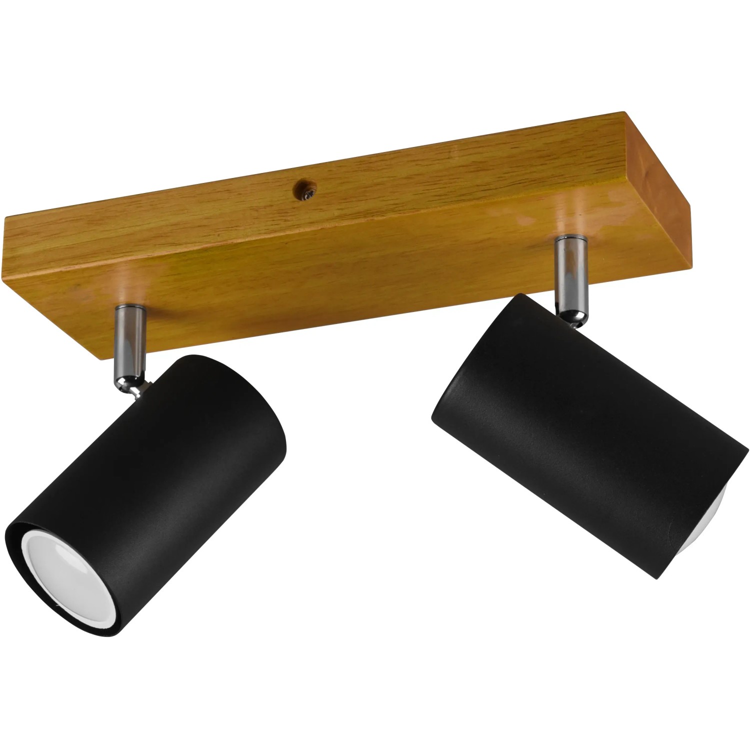 Trio Strahler Marley, 2-flammig, schwarz matt, mit Holzsockel. Deckenspot für Wohn- und Schlafzimmer.