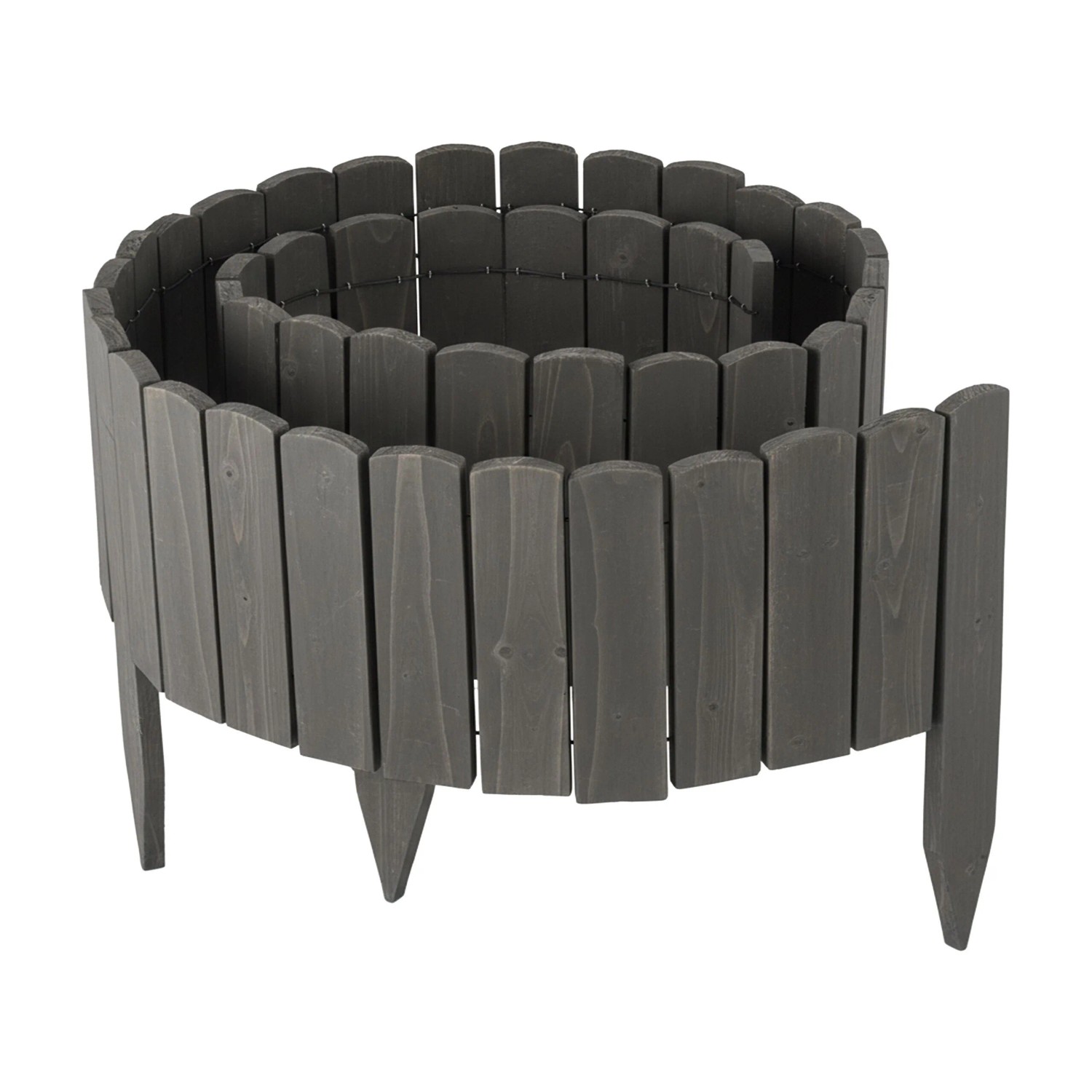 Relaxdays Beeteinfassung Tannenholz Dunkelgrau Flexibel 200 cm x 20 cm