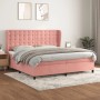 Rosa vidaXL Boxspringbett 200x200 cm mit Samtbezug, inklusive Matratze und Topper.