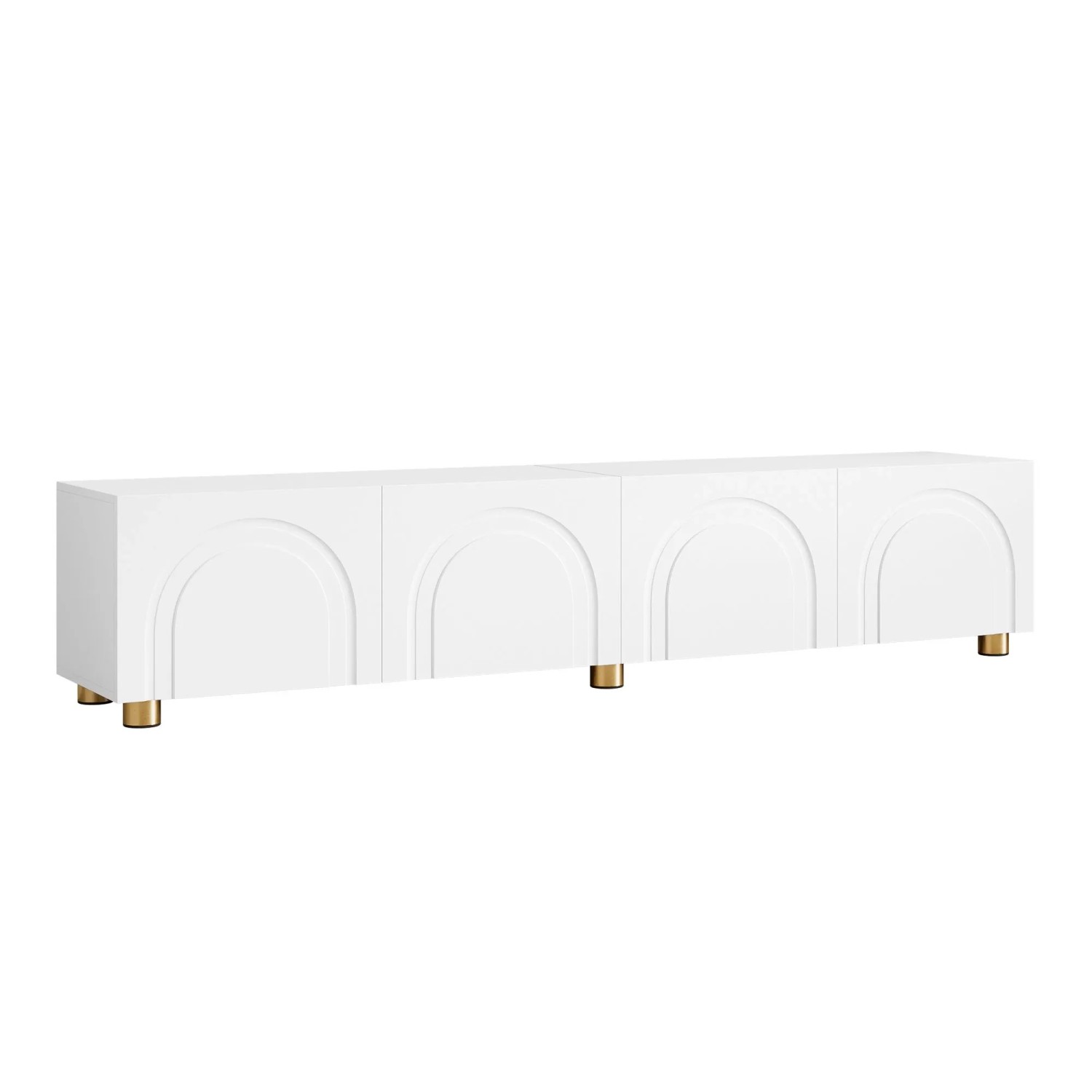 ModernLuxe Modernes TV-Lowboard mit 4 Türen Metallfüßen MDF Spanplatte Weiß