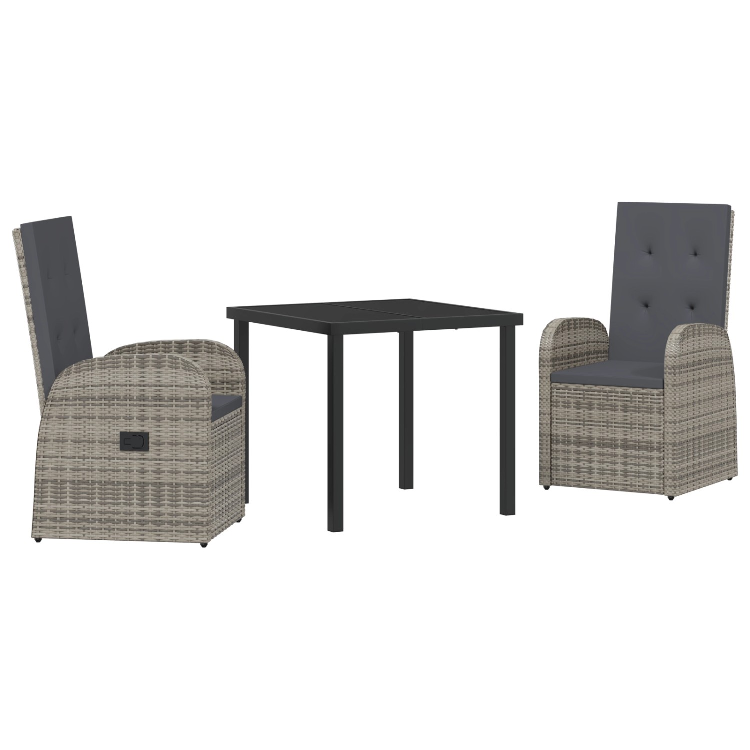 vidaXL Garten Essgruppe mit Kissen 3-Tlg Grau Poly Rattan 3379492 günstig online kaufen