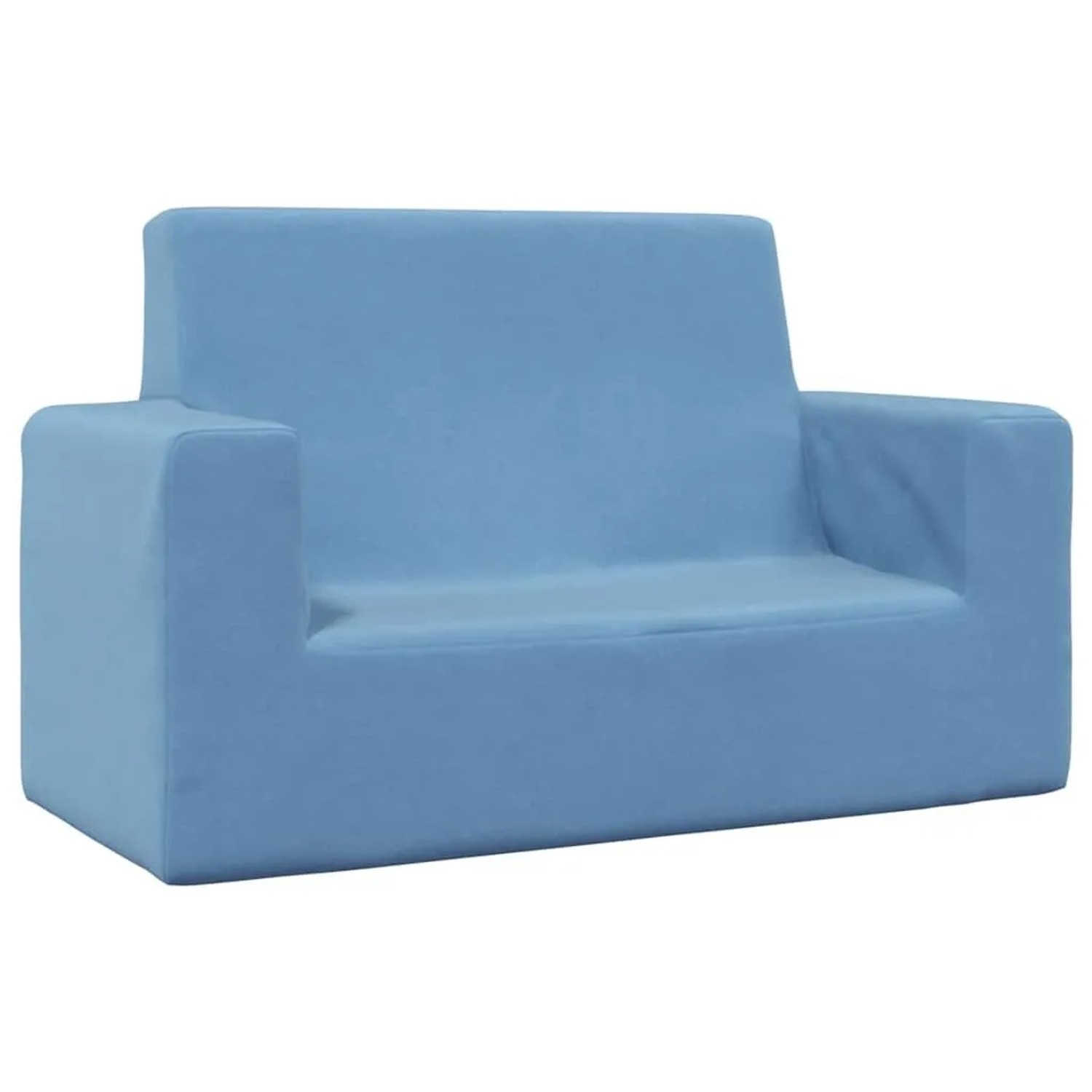 vidaXL Kindersofa 2-Sitzer Blau Weich Plüsch 4104800