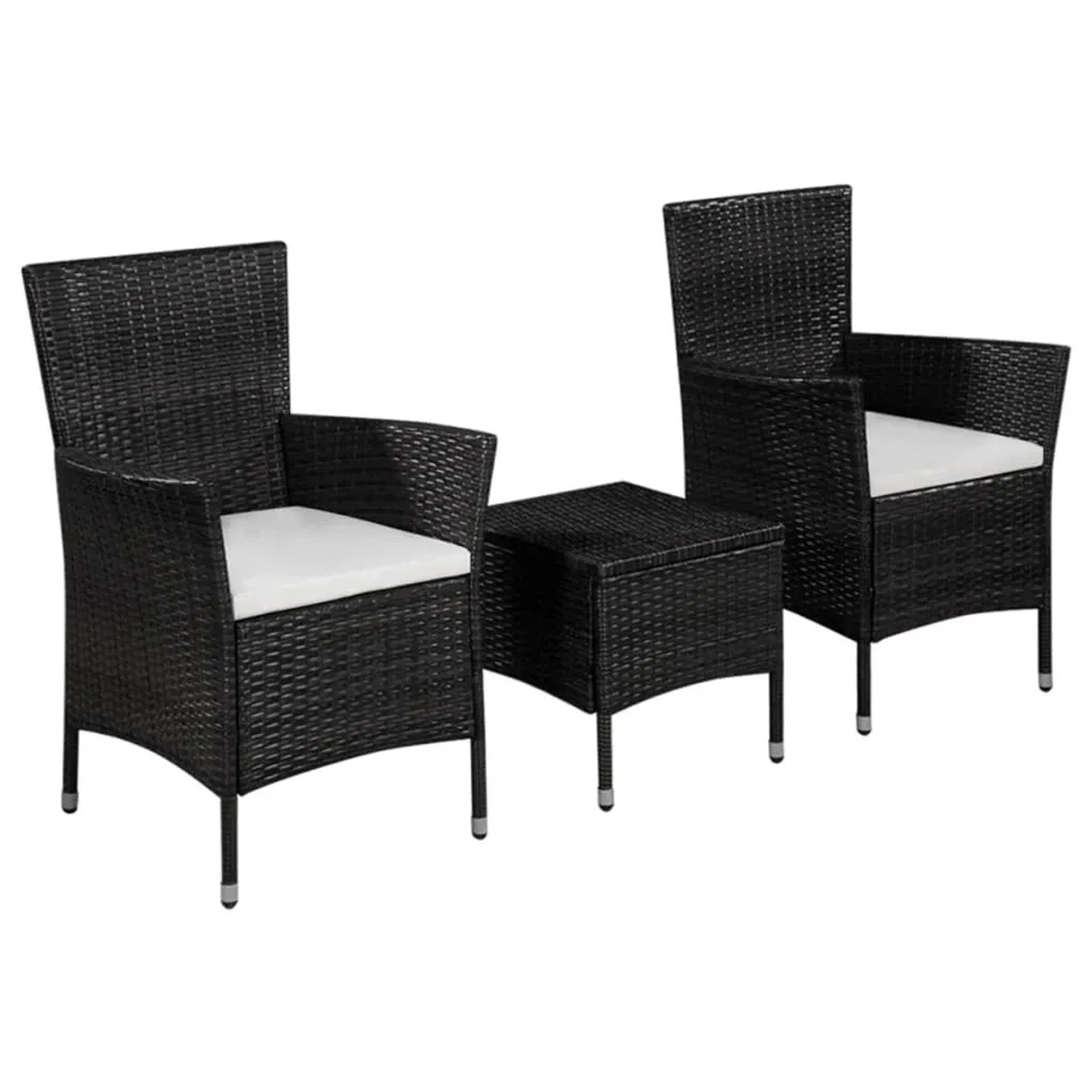 Furnicato 3-tlg Bistro-set Poly Rattan Schwarz