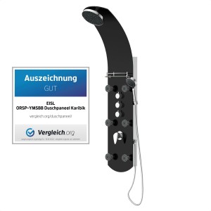 Schwarzes Eisl Duschpaneel Karibik 3 in 1 mit Regendusche und Massagedüsen.