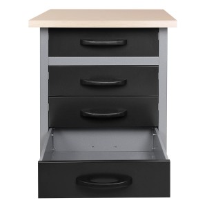 Ondis24 Werkbank Bernd, 60 cm breit, mit 4 Schubladen und Buchenholzplatte.