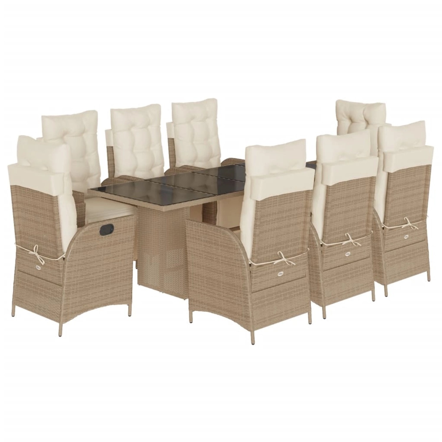 vidaXL 9-Tlg Garten-Essgruppe mit Kissen Beige Poly Rattan 3213359 günstig online kaufen