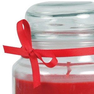 Duftkerze Karneval Rot im Glas mit Schleife, 70h Brenndauer.